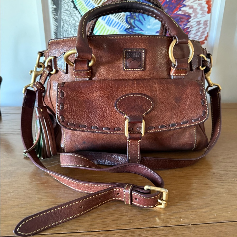 Dooney & Bourke Rich Brown Saddle Leather Satchel
